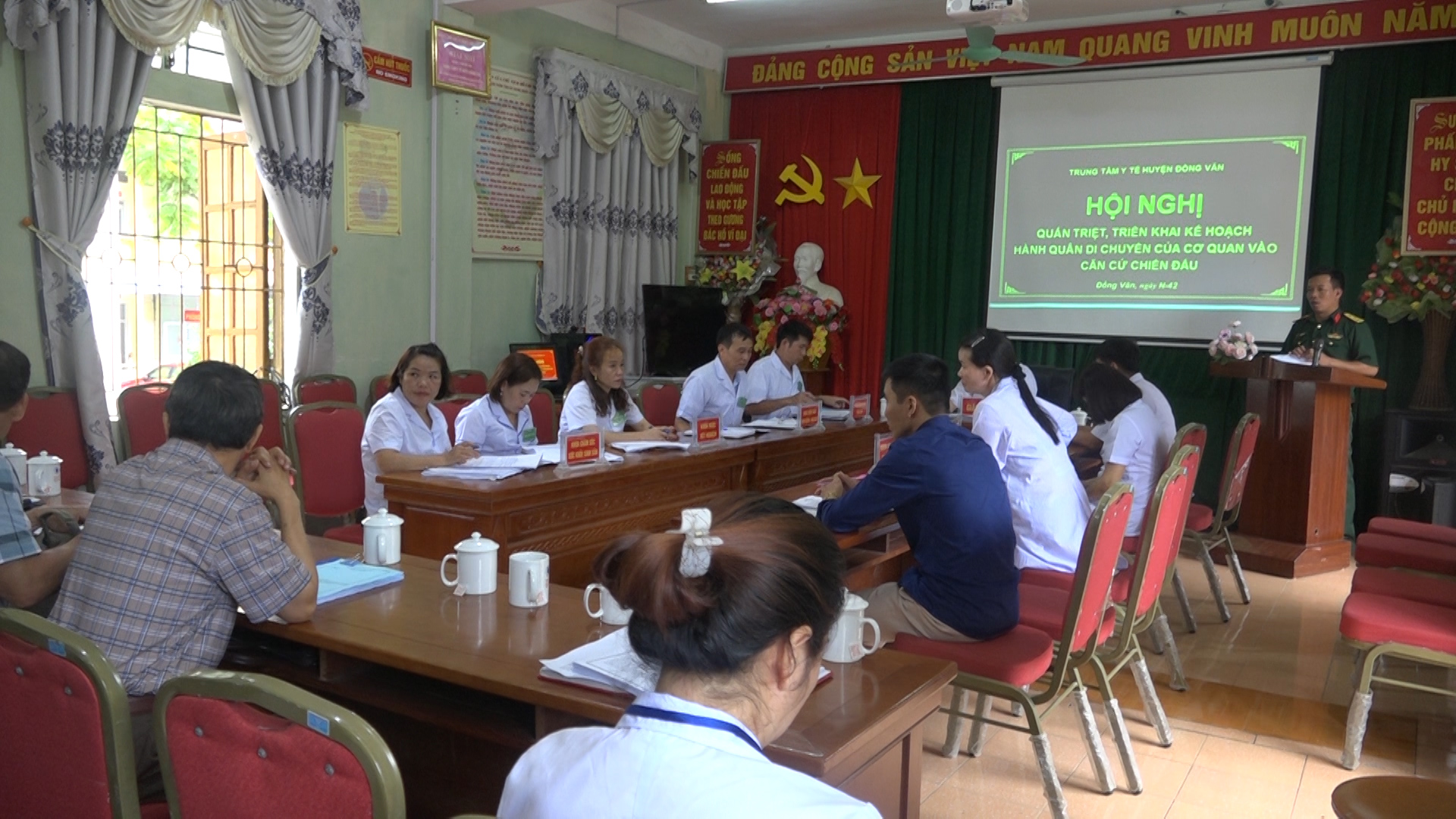 Huyện Đồng Văn luyện tập cho diễn tập chiến đấu khu vực phòng thủ Trung tâm Y tế huyện năm 2023